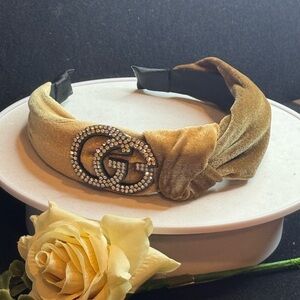 Tan Velvet Rhinestone Headband